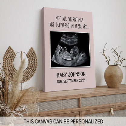 Pregnancy Valentines Announcement - Personalized Valentine's Day Pregnancy Announcement gift For Family - Custom Canvas Print - MyMindfulGifts