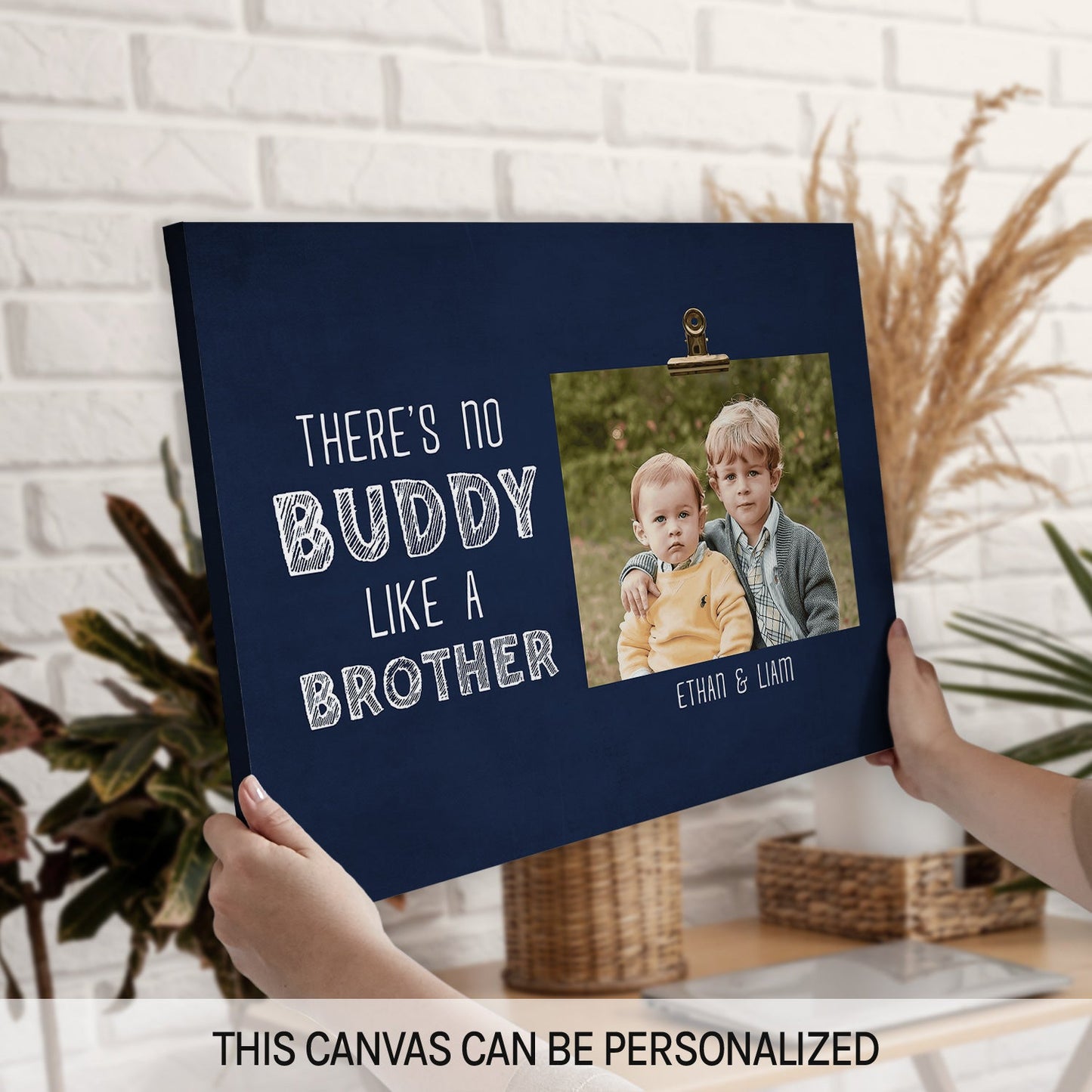 There's No Buddy Like A Brother - Personalized Birthday or Christmas gift For Brother - Custom Canvas Print - MyMindfulGifts