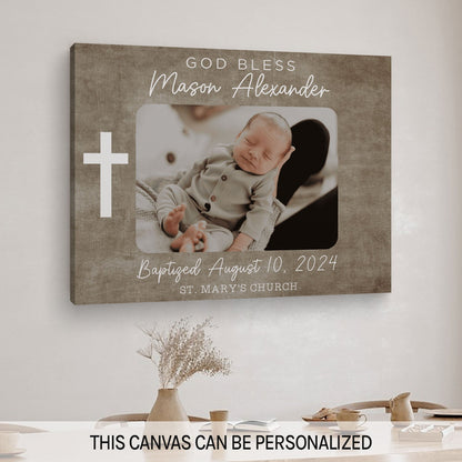 God Bless - Personalized Baby Baptism gift For Baby - Custom Canvas Print - MyMindfulGifts