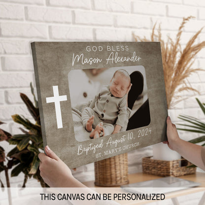 God Bless - Personalized Baby Baptism gift For Baby - Custom Canvas Print - MyMindfulGifts