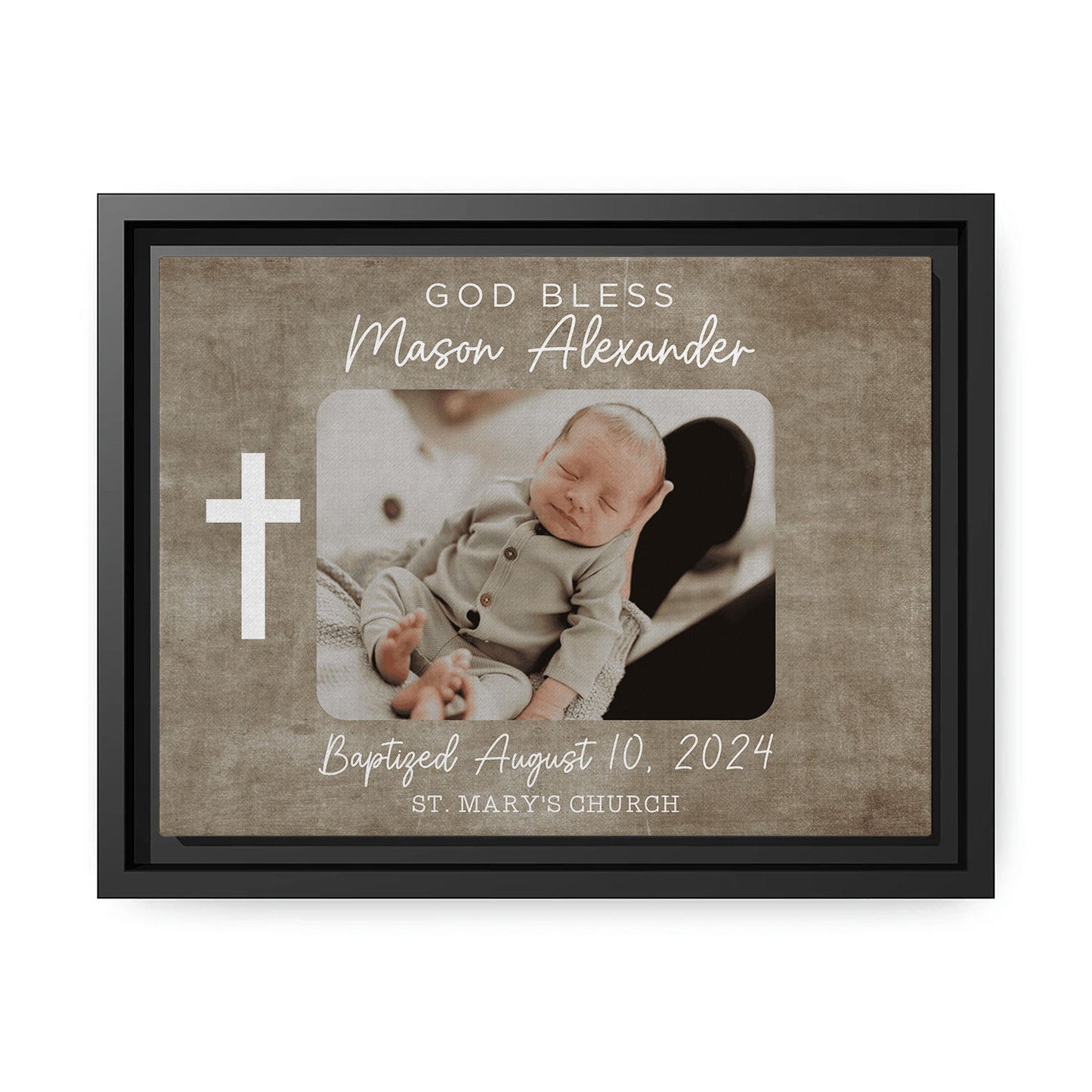 God Bless - Personalized Baby Baptism gift For Baby - Custom Canvas Print - MyMindfulGifts