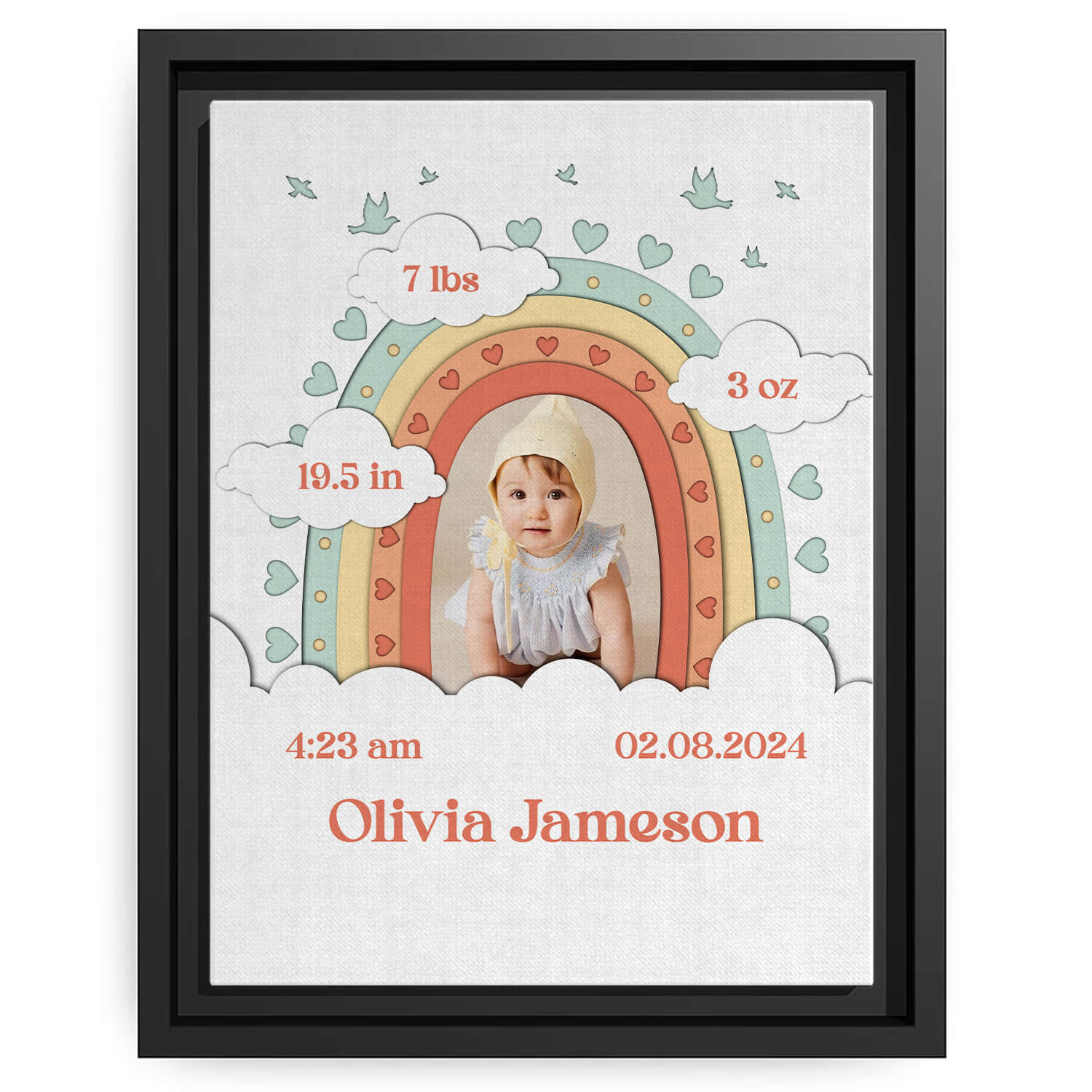 Baby Stats - Personalized Birthday, Baby Shower or Christmas gift For Baby - Custom Canvas Print - MyMindfulGifts