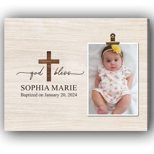 God Bless - Personalized Baby Baptism gift For Baby - Custom Canvas Print - MyMindfulGifts
