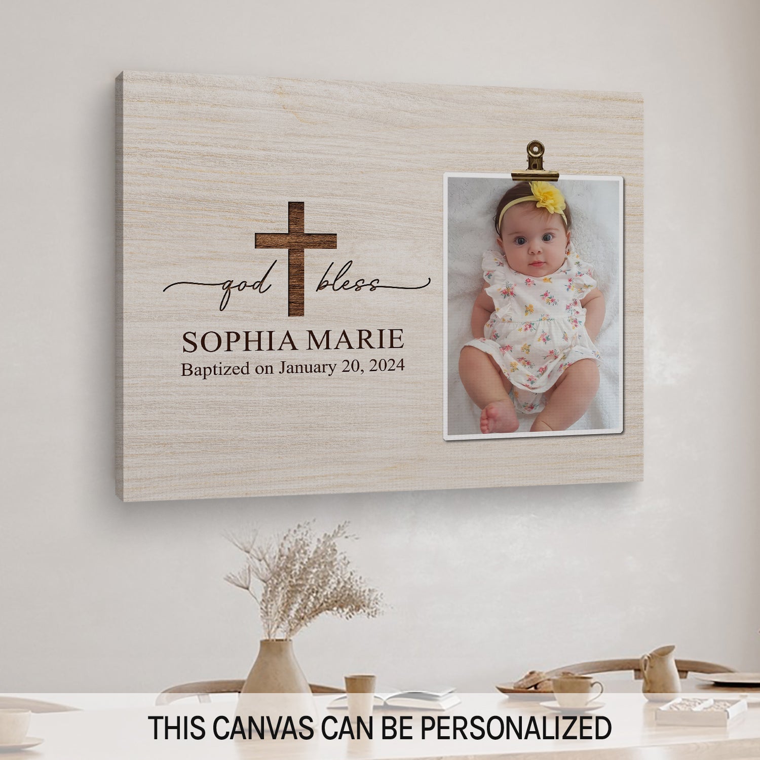 God Bless - Personalized Baby Baptism gift For Baby - Custom Canvas Print - MyMindfulGifts