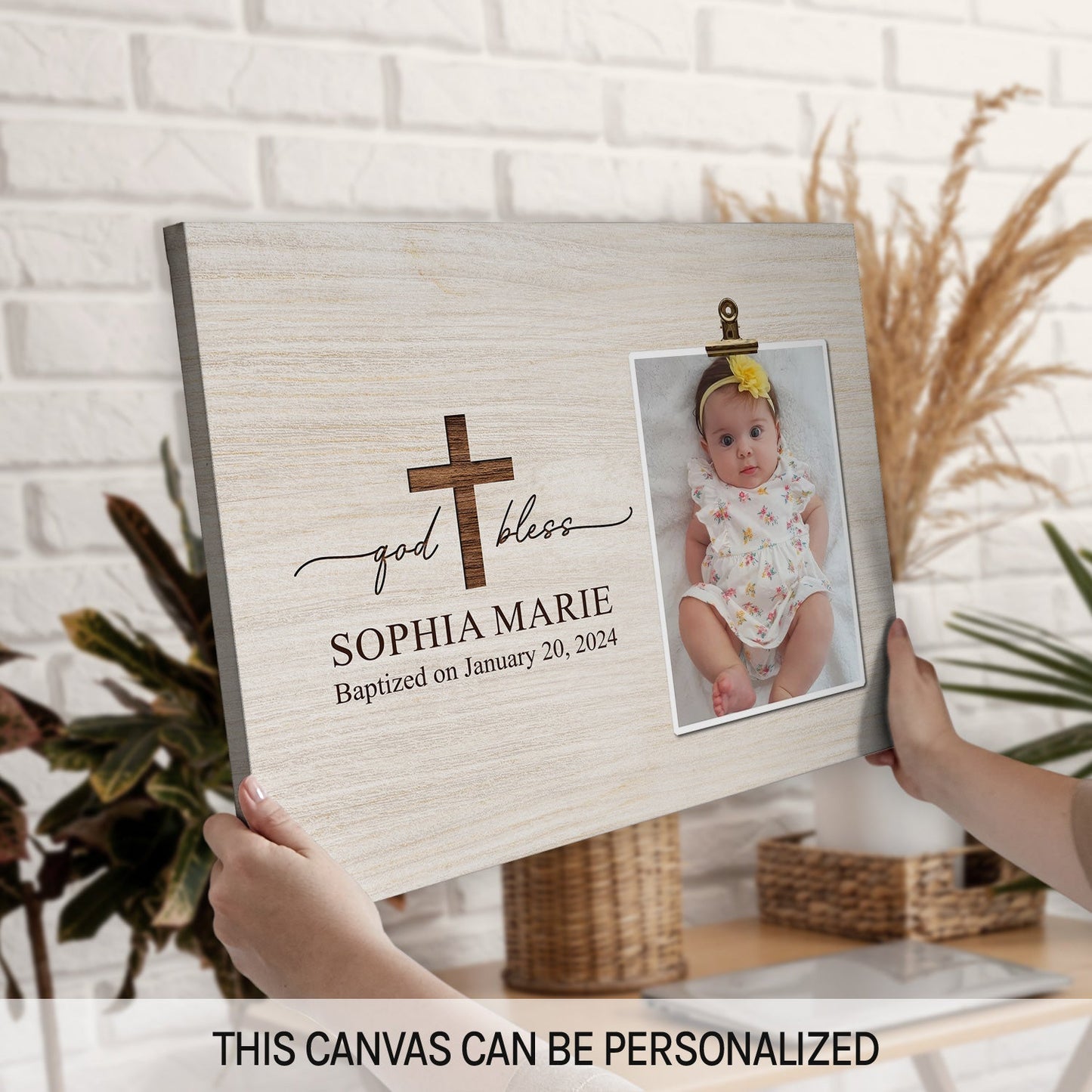 God Bless - Personalized Baby Baptism gift For Baby - Custom Canvas Print - MyMindfulGifts