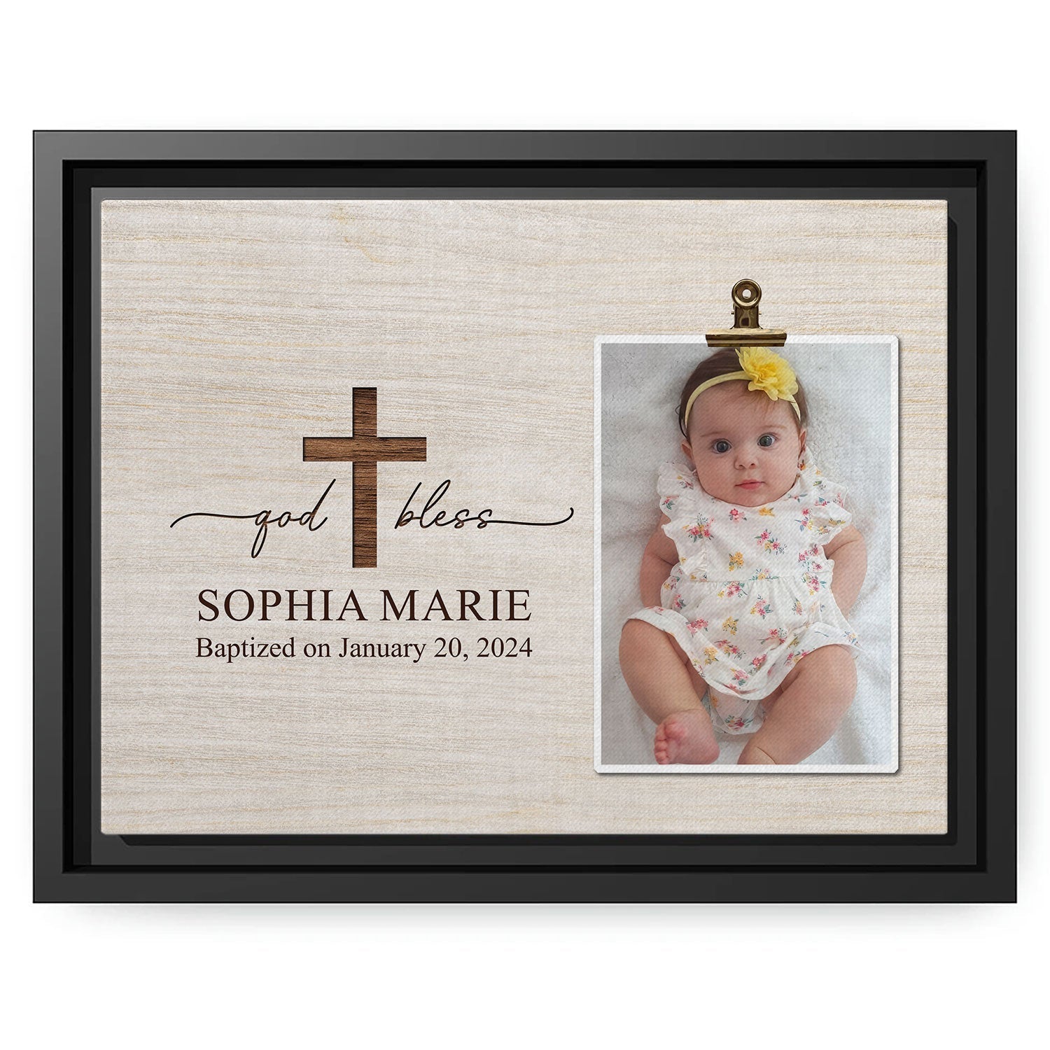 God Bless - Personalized Baby Baptism gift For Baby - Custom Canvas Print - MyMindfulGifts