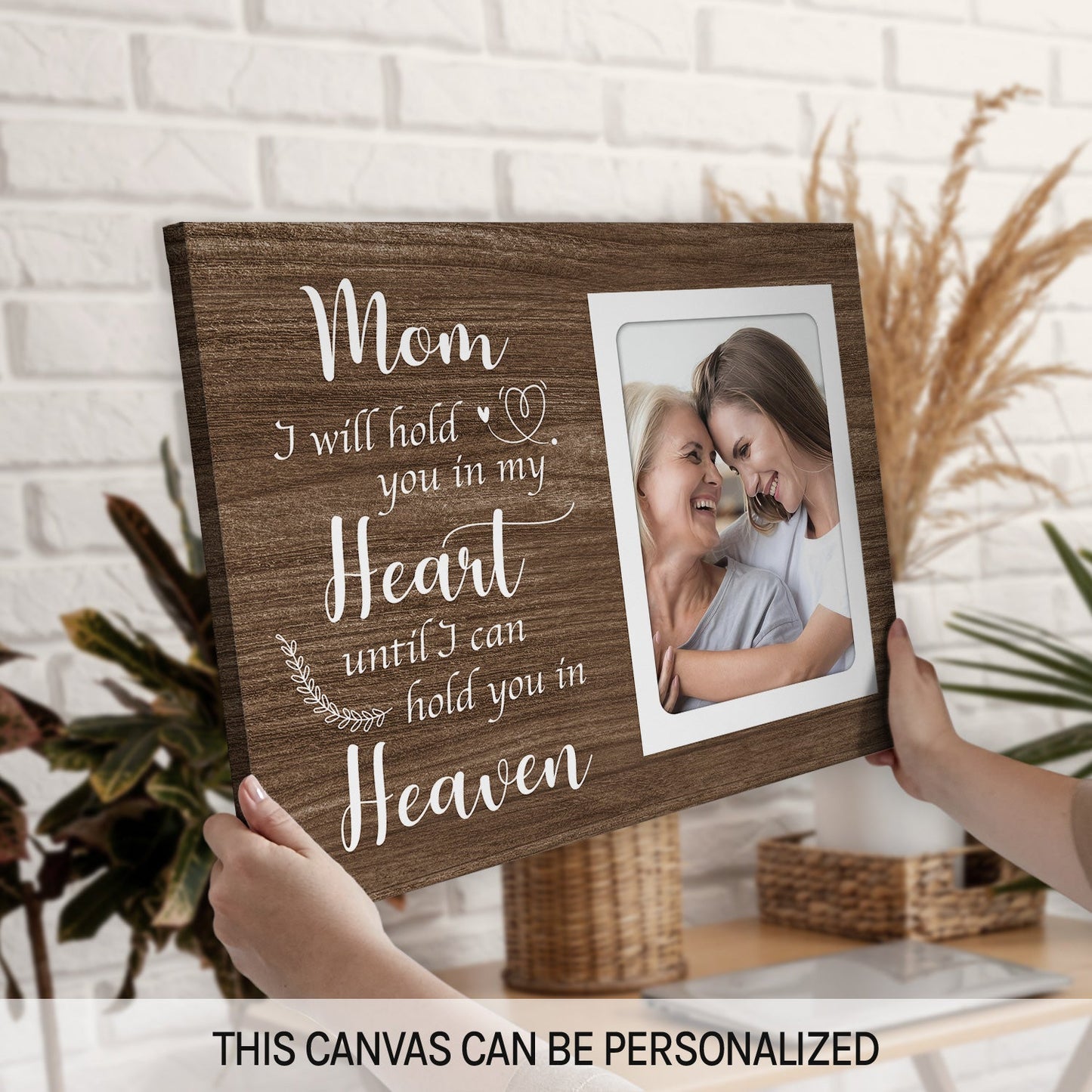 Until I Can Hold You In Heaven - Personalized Memorial gift For Loss Of Mother - Custom Canvas Print - MyMindfulGifts