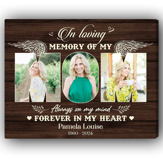 In Loving Memory Of Mom - Personalized Memorial gift For Loss Of Mother - Custom Canvas Print - MyMindfulGifts