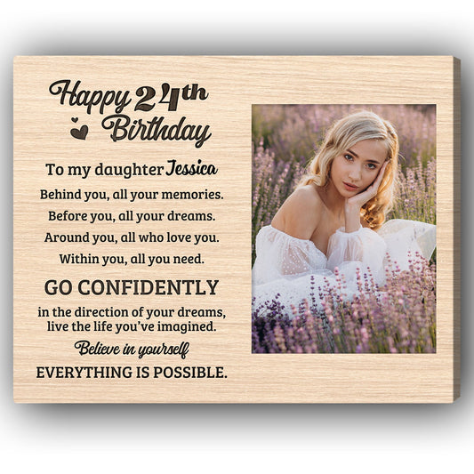 Happy 24th Birthday - Personalized 24th Birthday gift For Daughter - Custom Canvas Print - MyMindfulGifts
