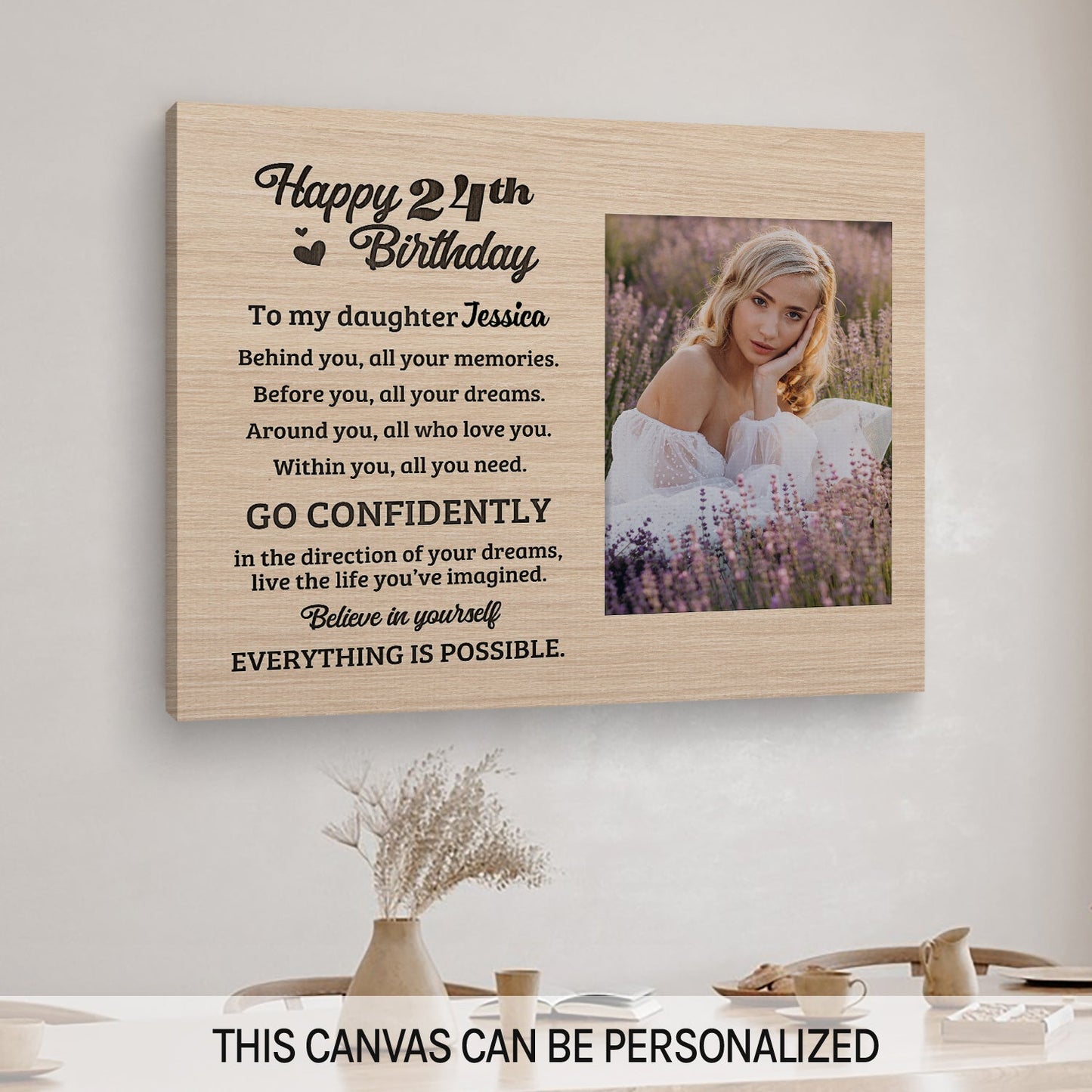 Happy 24th Birthday - Personalized 24th Birthday gift For Daughter - Custom Canvas Print - MyMindfulGifts