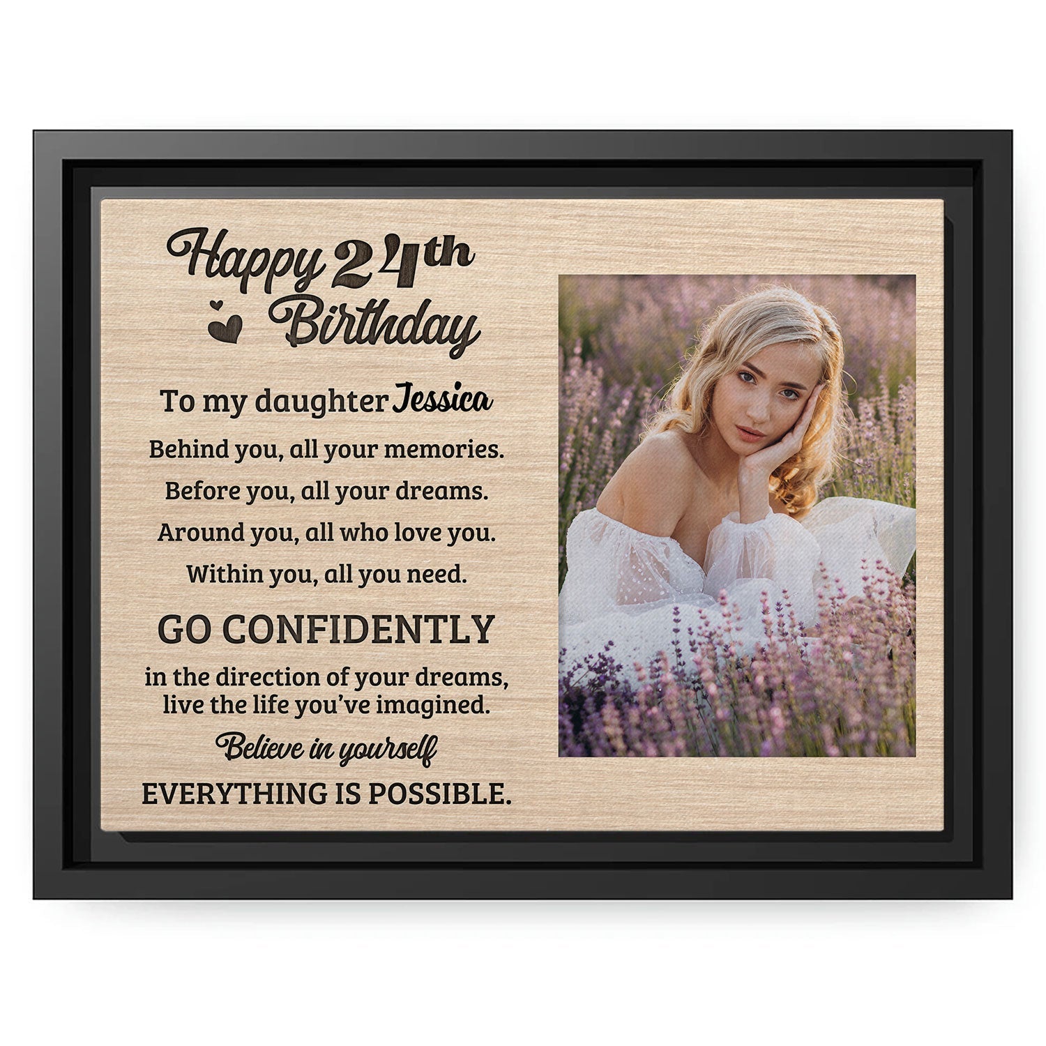 Happy 24th Birthday - Personalized 24th Birthday gift For Daughter - Custom Canvas Print - MyMindfulGifts