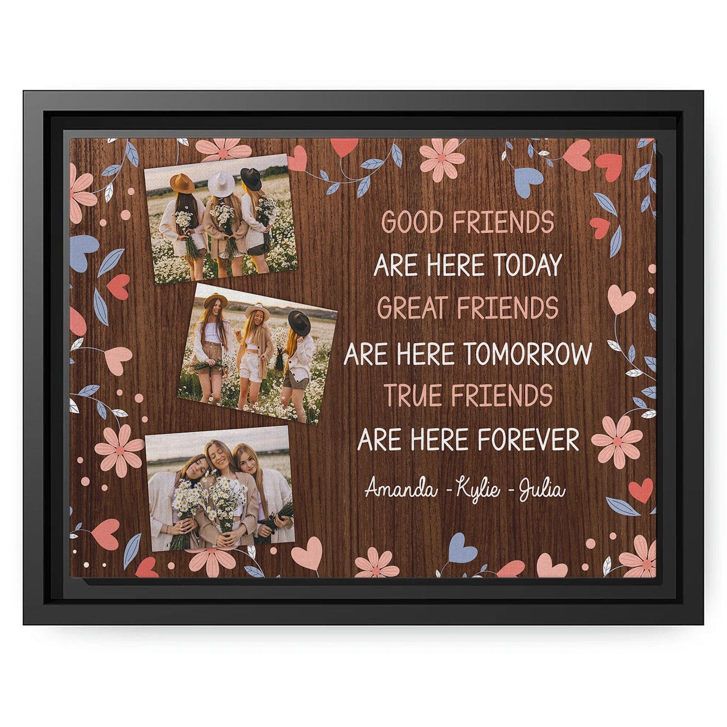 True Friends Are Here Forever - Personalized  gift For Friends - Custom Canvas Print - MyMindfulGifts