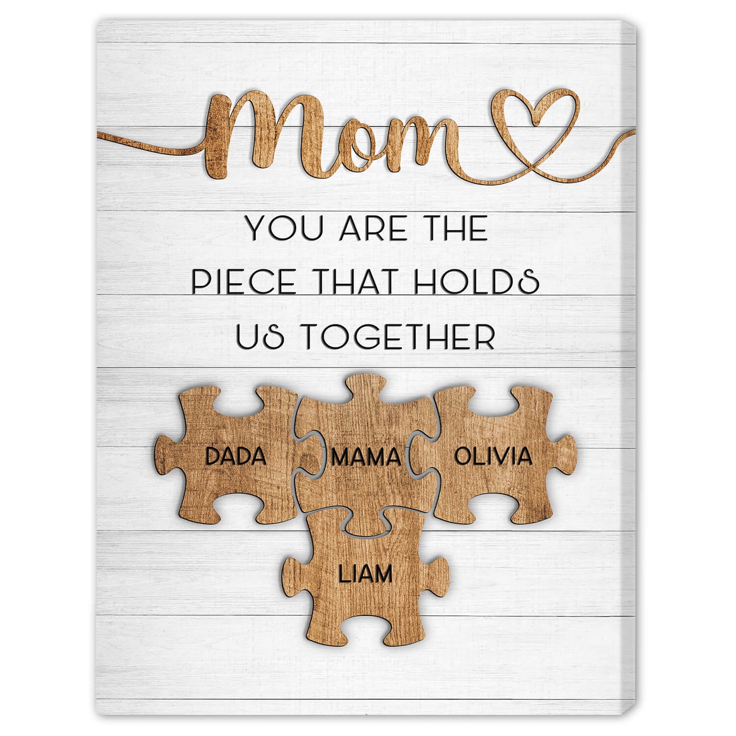 You Are The Piece That Hold Us Together  - Personalized Mother's Day And Birthday Gift For Mom - Custom Photo Canvas Print - Mymindfulgifts