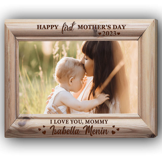Happy First Mother's Day  - Personalized First Mother's Day Gift For Mom - Custom Photo Canvas Print - Mymindfulgifts