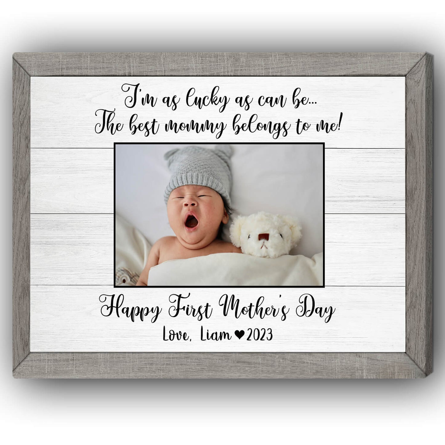 I'm as lucky as can be - Personalized First Mother's Day Gift For New Mom - Custom Photo Canvas Print - Mymindfulgifts