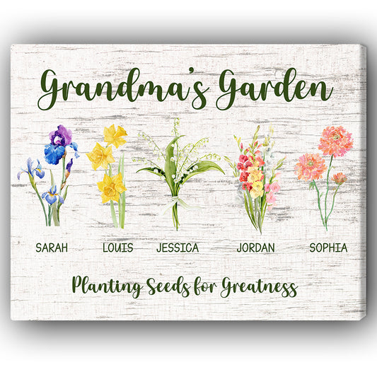 Grandma Garden  - Personalized Mother's Day Or Birthday Gift For Grandma - Custom Canvas Print - Mymindfulgifts