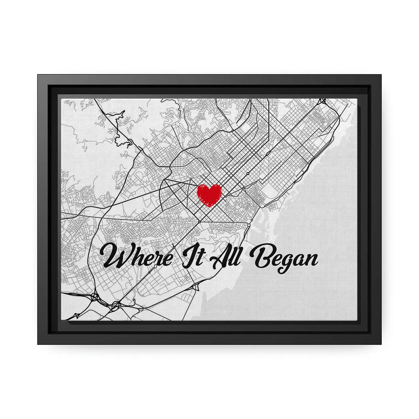 Where It All Began Wall Art Retro - Personalized Anniversary, Valentine's Day gift for couple - Custom Canvas - MyMindfulGifts