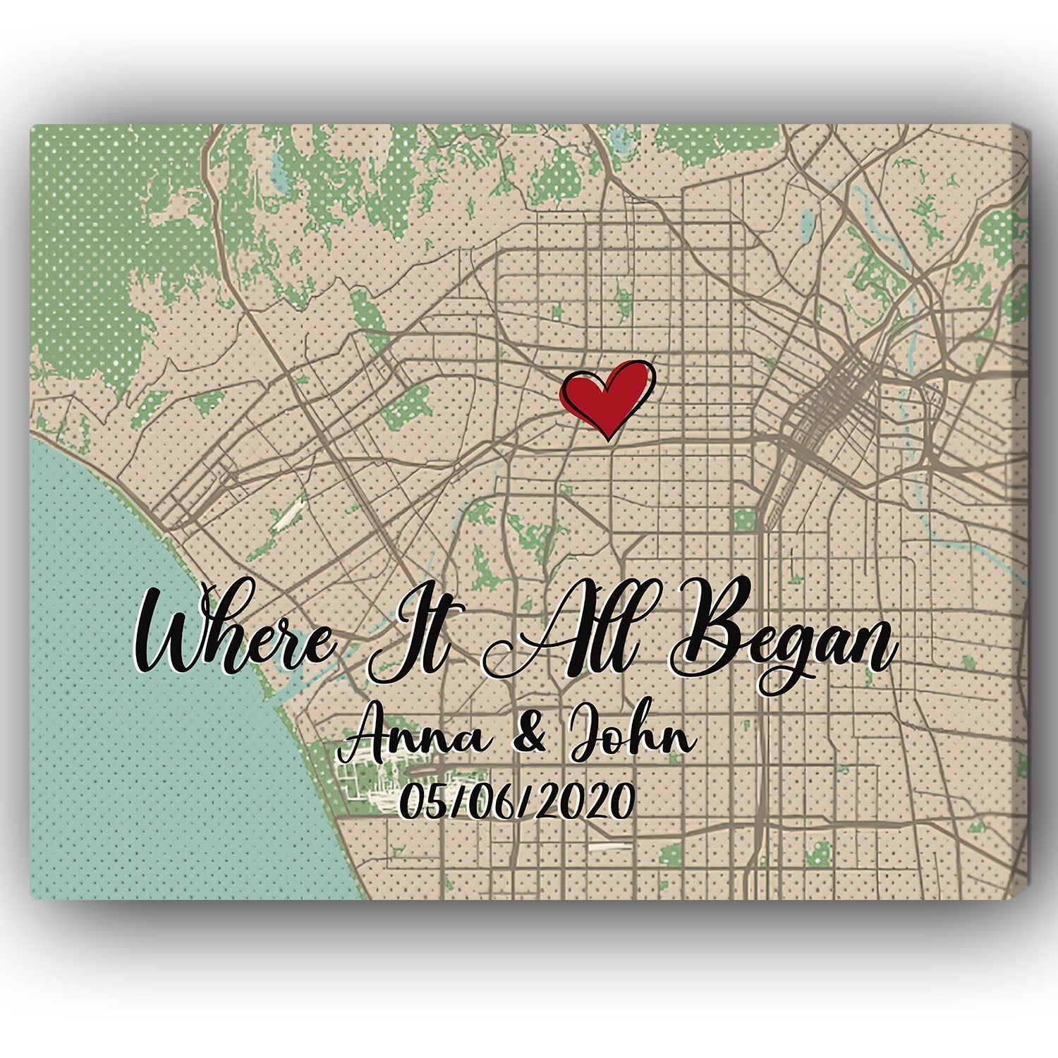Where It All Began Map For Couples Where It All Began Horizontal Map ...