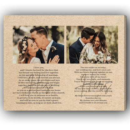 Wedding Vows - His-Her - Personalized 1 Year Anniversary gift for Husband or Wife - Custom Canvas Print - MyMindfulGifts