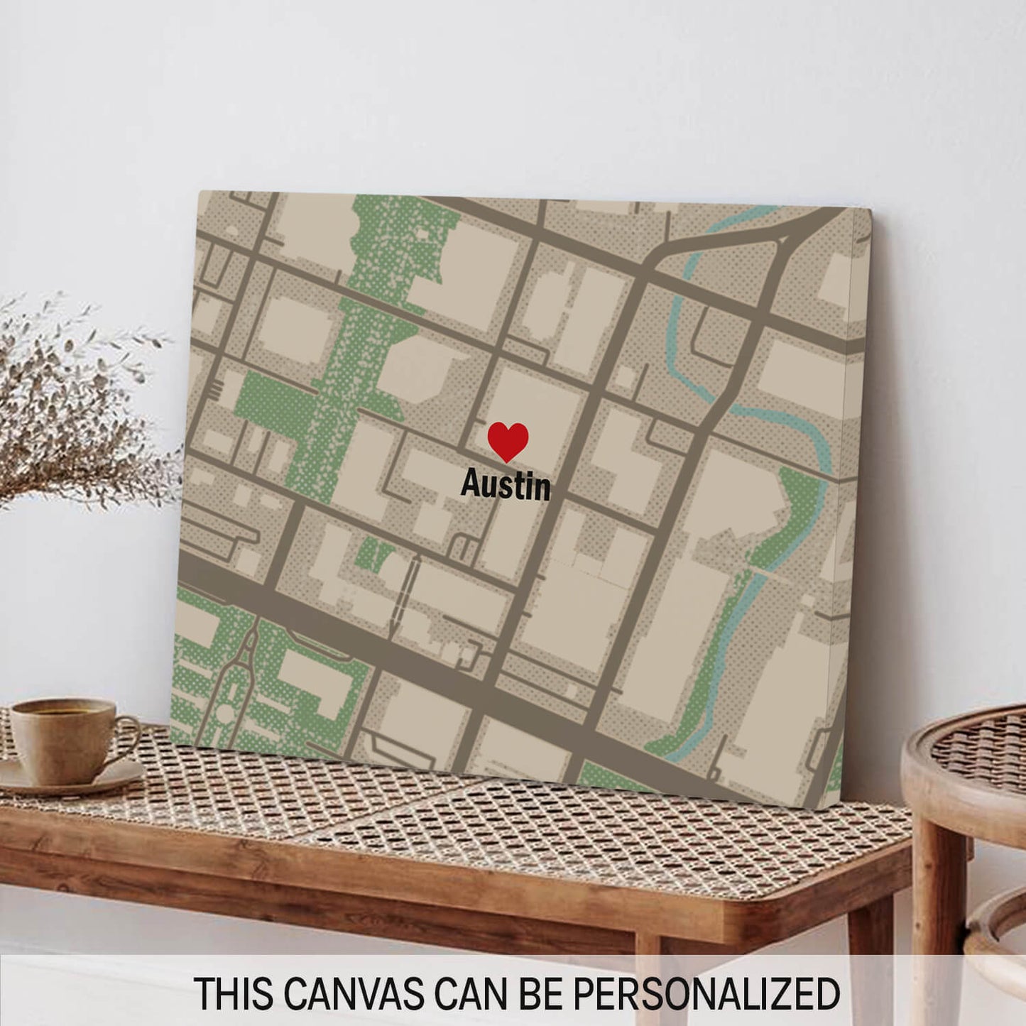 Square Map - Personalized Anniversary, Valentine's Day gift for couple - Custom Canvas - MyMindfulGifts