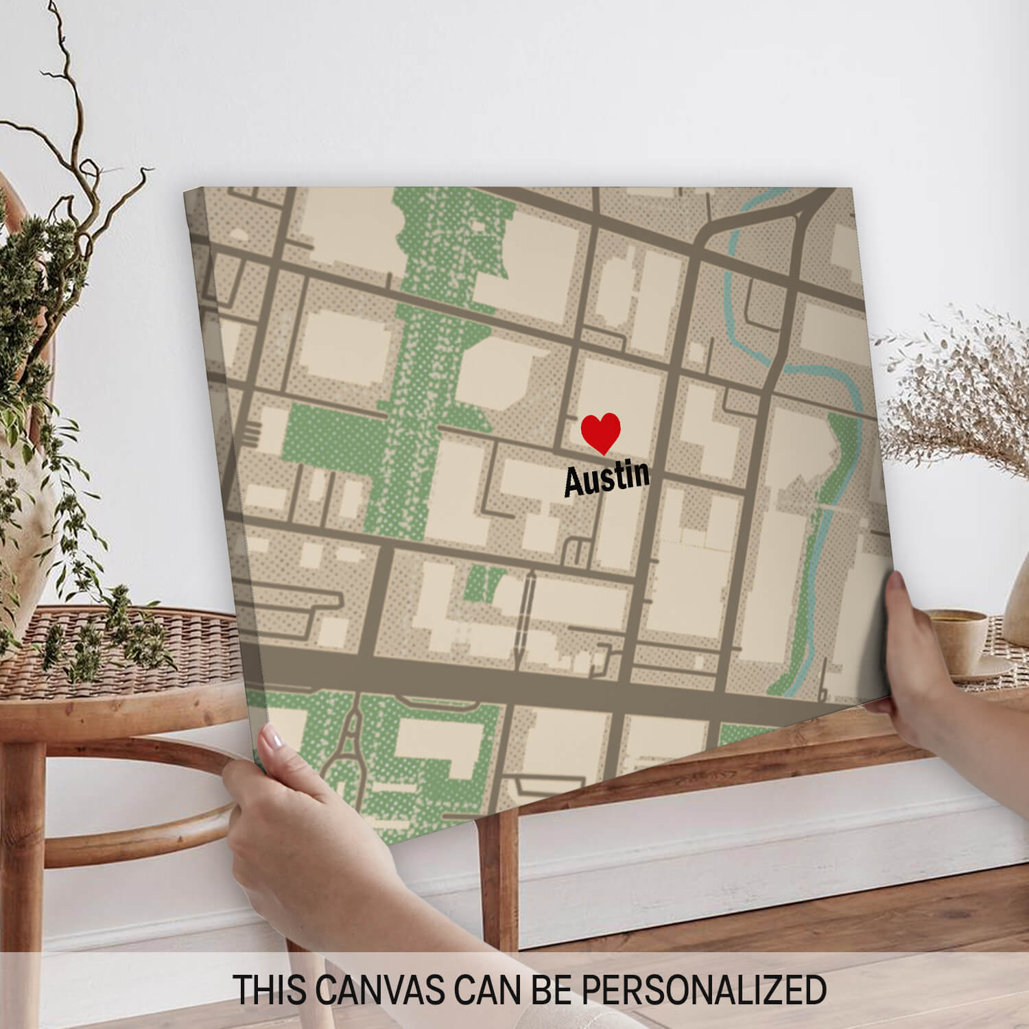 Square Map - Personalized Anniversary, Valentine's Day gift for couple - Custom Canvas - MyMindfulGifts