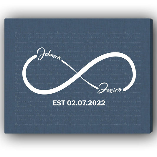Infinity Symbol - Personalized Anniversary or Valentine's Day gift for Husband or Wife - Custom Canvas - MyMindfulGifts