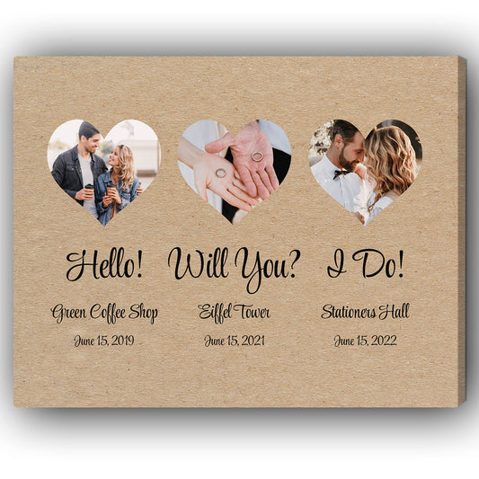 Hello - Will You - I Do Photo Upload - Personalized Anniversary, Valentine's Day gift for married couple - Custom Canvas - MyMindfulGifts