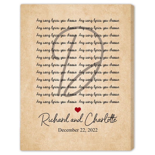 First Dance Song Lyrics - Personalized Anniversary or Valentine's Day gift for Husband or Wife - Custom Canvas - MyMindfulGifts