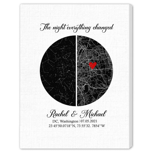 The night everything changed - Personalized Anniversary or Valentine's Day gift for him for her - Custom Canvas - MyMindfulGifts