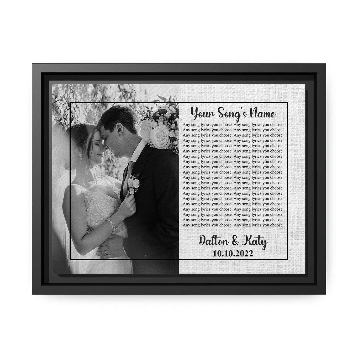 Song Lyrics Photo - Personalized Anniversary, Valentine's Day gift for couple - Custom Canvas - MyMindfulGifts