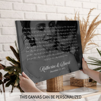 Black and White Wedding Song Lyrics - Personalized Anniversary, Valentine's Day gift for married couple - Custom Canvas - MyMindfulGifts