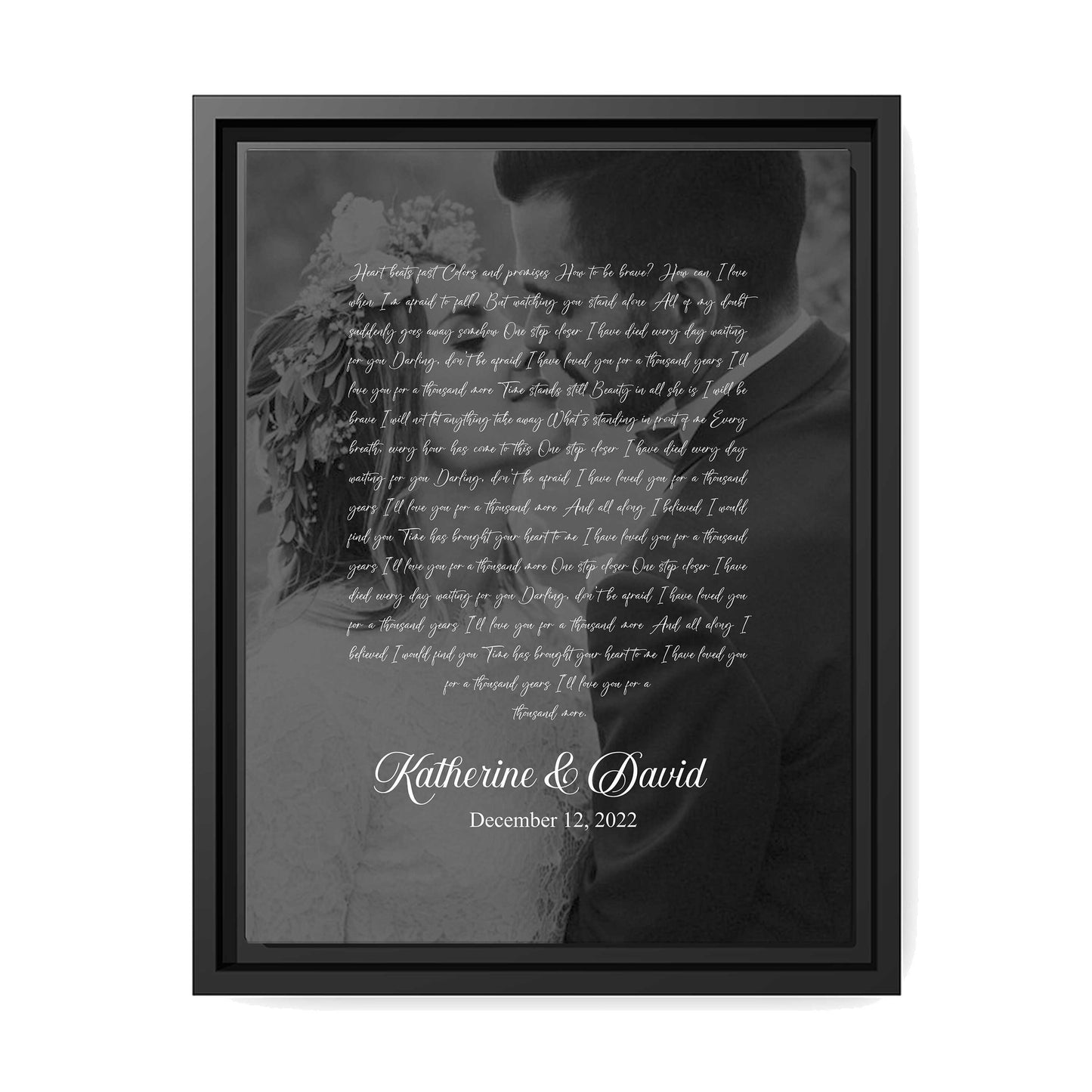 Black and White Song Lyrics - Personalized Anniversary, Valentine's Day gift for couple - Custom Canvas - MyMindfulGifts