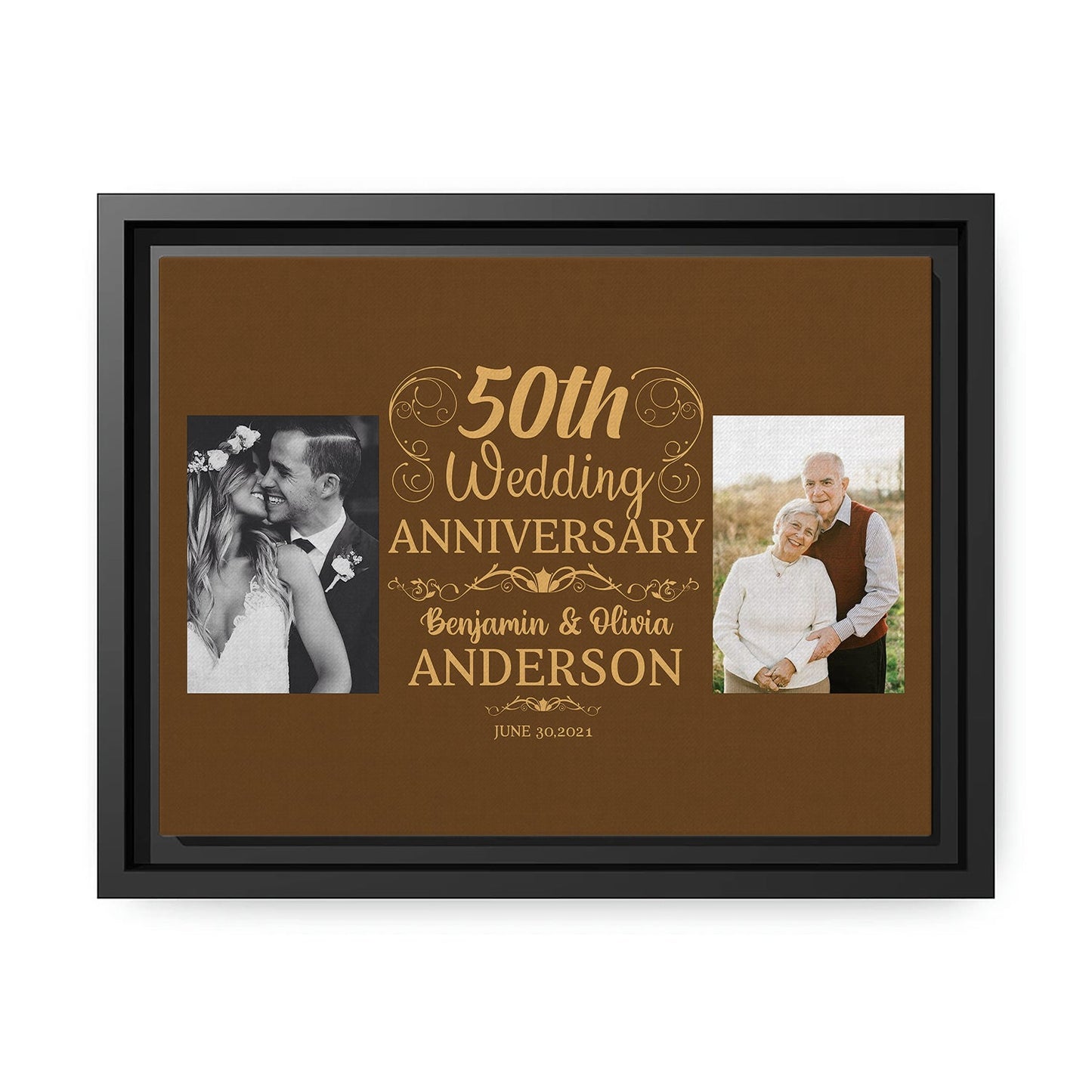 50th Wedding Anniversary - Personalized 50 Year Wedding Anniversary gift for Married Couple for Parents - Custom Canvas - MyMindfulGifts