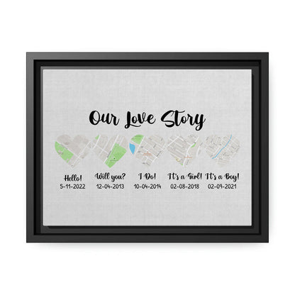 Our Love Story - Personalized Wedding Anniversary or Valentine's Day gift for Husband or Wife - Custom Map Canvas - MyMindfulGifts