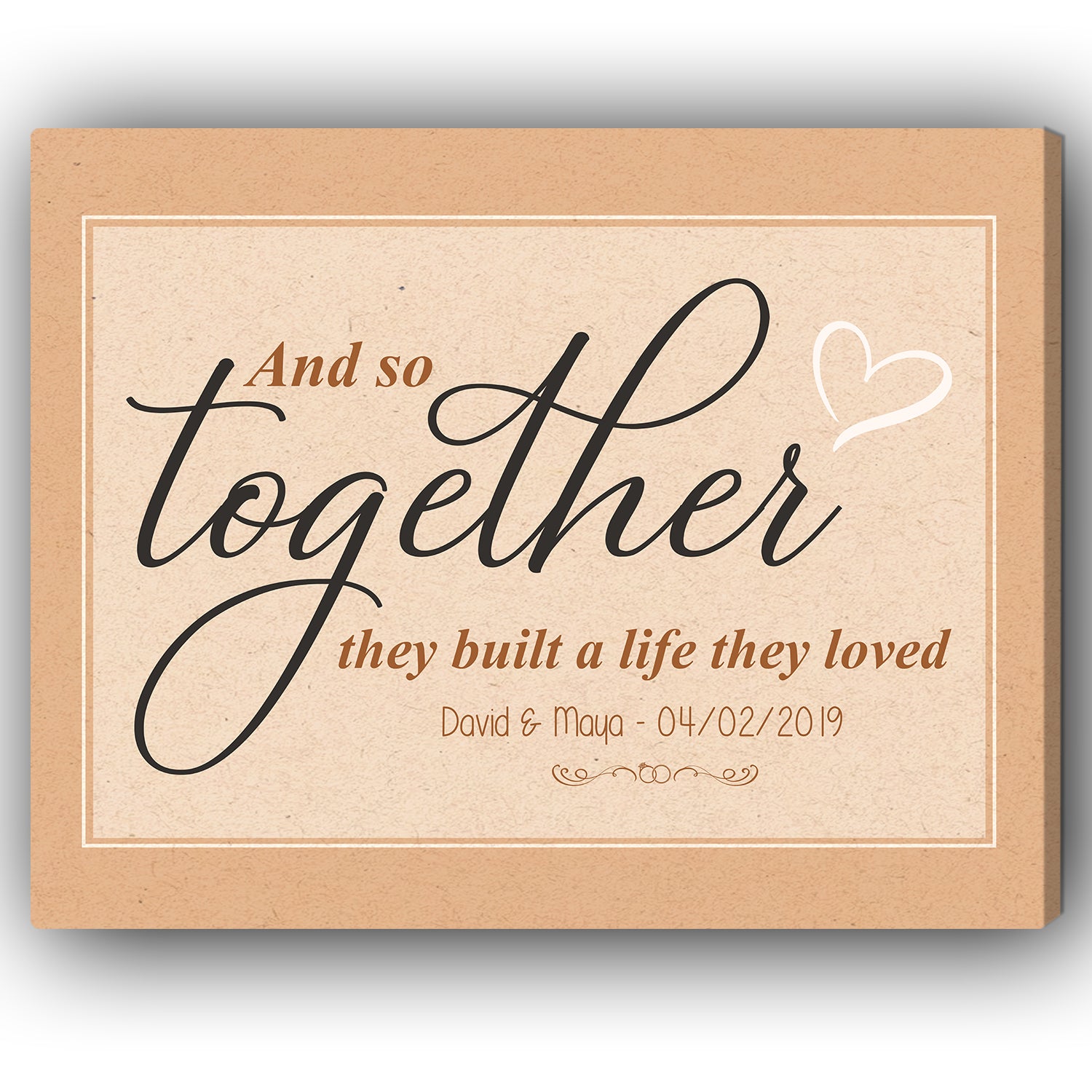 And So Together They Built a Life They Loved - Personalized Wedding Anniversary, Valentine's Day gift for Husband for Wife - Custom Canvas - MyMindfulGifts