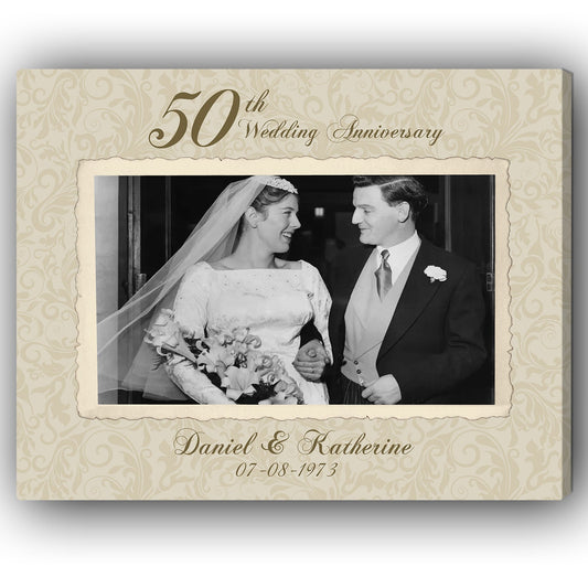50th Wedding Anniversary - Personalized 50 Year Wedding Anniversary gift for Parents - Custom Canvas - MyMindfulGifts