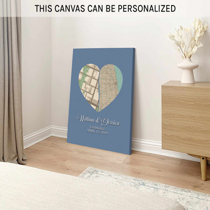 Heart Maps - Personalized Anniversary, Valentine's Day gift for couple - Custom Canvas - MyMindfulGifts
