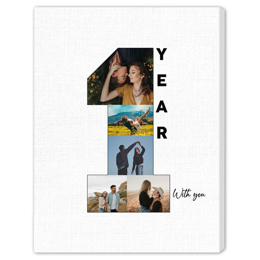 One Year With You - Personalized 1 Year Wedding Anniversary gift for Husband for Wife - Custom Canvas - MyMindfulGifts