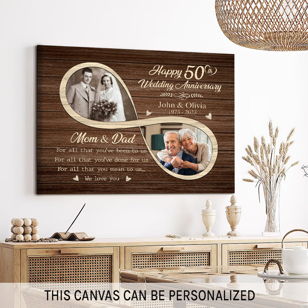 Happy 50th Anniversary - Personalized 50 Year Anniversary gift for him for her - Custom Canvas - MyMindfulGifts