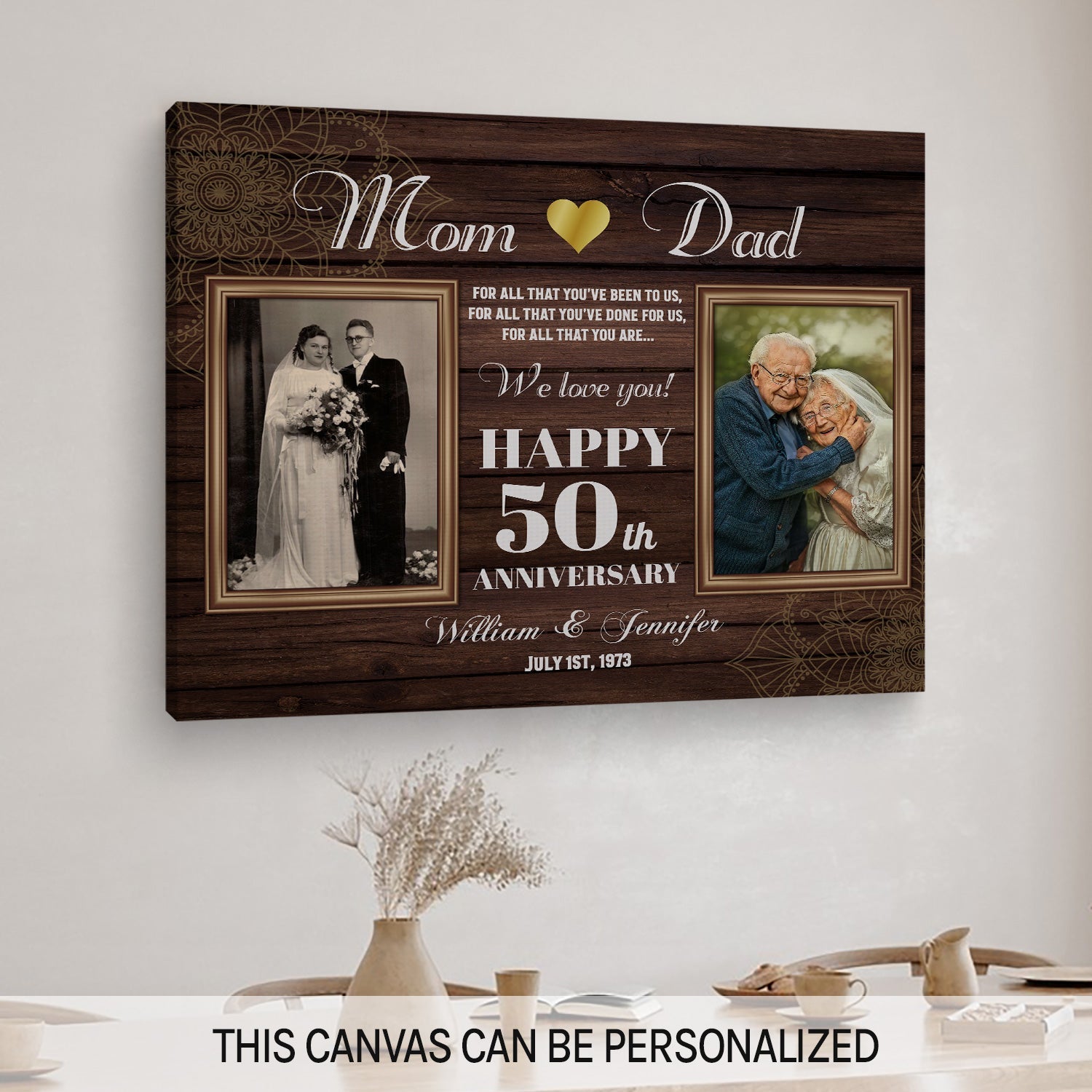 50 Blessed Years Personalized 11x14 Canvas