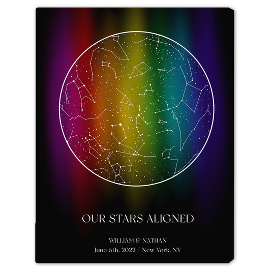 Our Stars Aligned - The day we met - Personalized Wedding Anniversary, Valentine's Day gift for LGBT couple - Custom Star Map Canvas - MyMindfulGifts