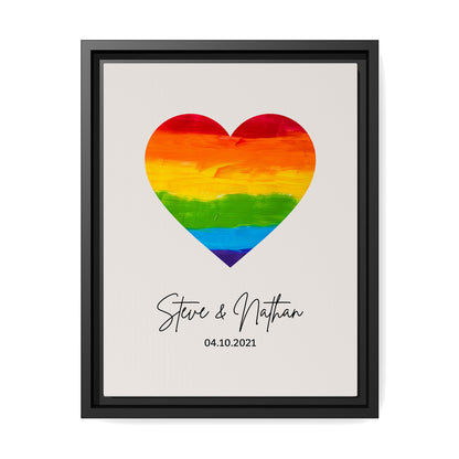 LGBTQ Heart Print - Personalized Anniversary, Valentine's Day gift for couple - Custom Canvas - MyMindfulGifts