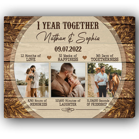1 Year Together - Personalized Anniversary, 1 Year Anniversary gift for couple - Custom  - MyMindfulGifts
