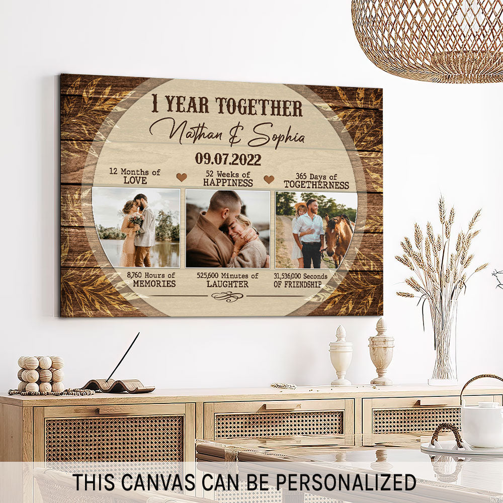 1 Year Together - Personalized Anniversary, 1 Year Anniversary gift for couple - Custom  - MyMindfulGifts
