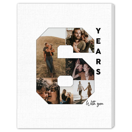 6th Year With You - Personalized 6 Year Wedding Anniversary gift for Husband for Wife - Custom Canvas - MyMindfulGifts