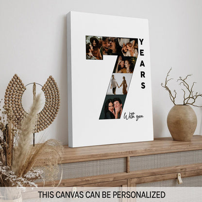 7th Year With You Photo Collage - Personalized 7 Year Anniversary gift for Husband or Wife - Custom Canvas Print - MyMindfulGifts