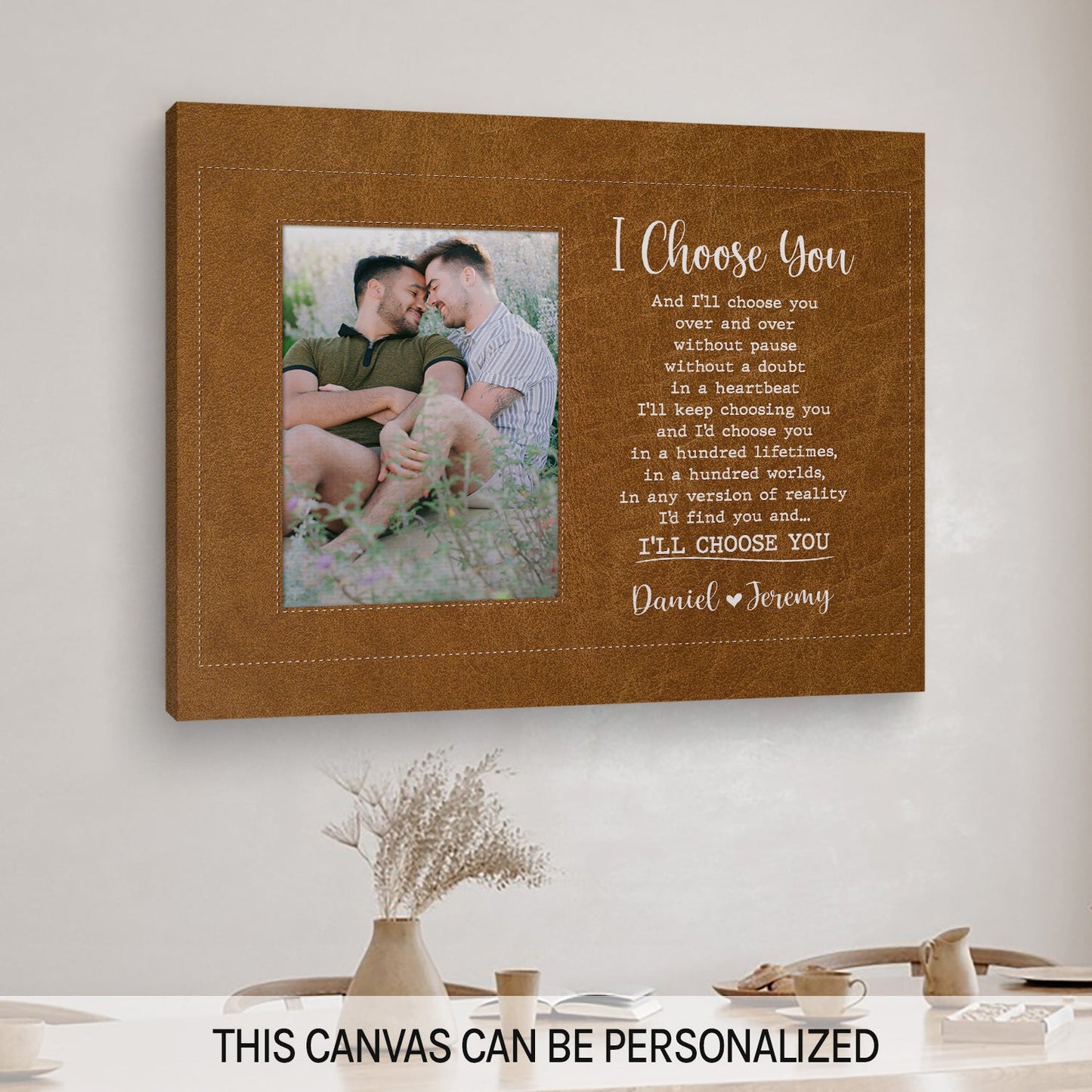 I Choose You - Personalized Anniversary, Valentine's Day gift for LGBT couple - Custom Canvas - MyMindfulGifts