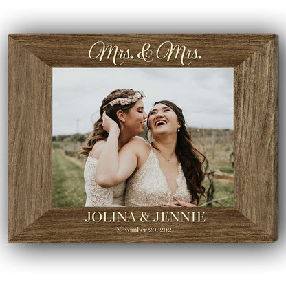 Mrs & Mrs - Personalized Wedding Anniversary, Valentine's Day gift for Lesbian Couple, for Wife - Custom Canvas - MyMindfulGifts