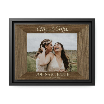 Mrs & Mrs - Personalized Wedding Anniversary, Valentine's Day gift for Lesbian Couple, for Wife - Custom Canvas - MyMindfulGifts