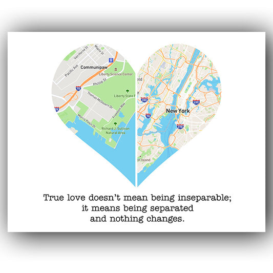 True Love Doesn't Mean Being Inseparable - Personalized Anniversary, Valentine's Day gift for Long Distance Couple - Custom Canvas - MyMindfulGifts